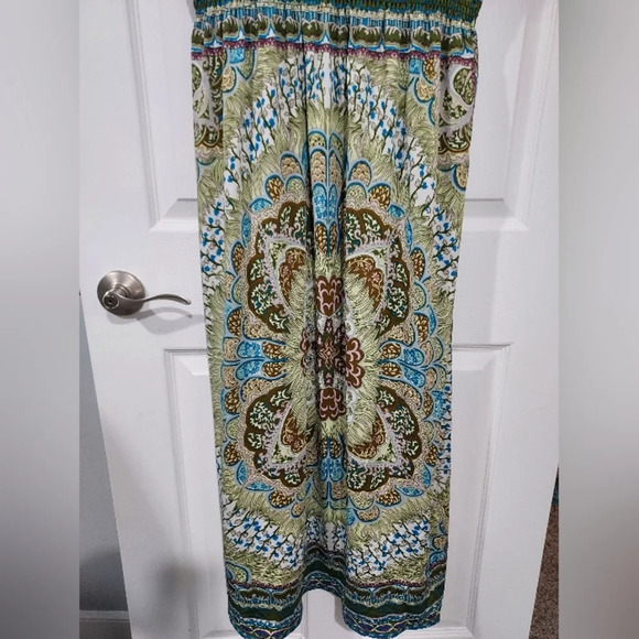 SHE'S COOL Green, Blue & Purple Spaghetti Strap Maxi Boho Dress in Size 3X - Picture 5 of 11
